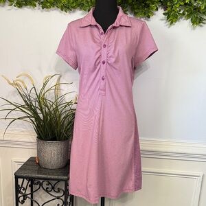 Prana Purple Short Sleeve Collared Striped Polo Dress M